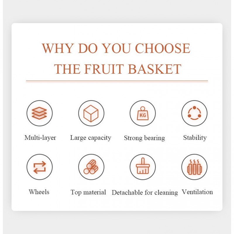 ODOROKU 2/3/4/5 Tiers Kitchen Basket Rack with Wheels Multipurpose Rack Storage Heavy Duty Vegetable And Fruit Basket - ODOROKU