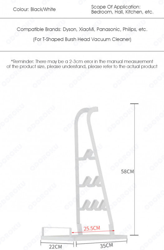 ODOROKU Universal Vacuum Stand with 6 Holder for Dyson Dreame Dibea Roborock Vacuum Cleaner Rack Vacuum Accessories Stable Metal Organizer Stand Holder - ODOROKU