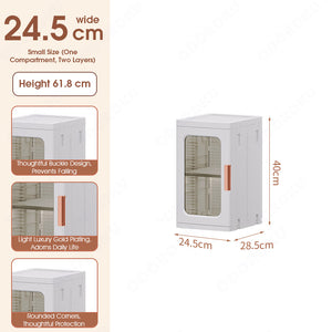 ODOROKU Foldable & Stackable Slim Storage Premium Cabinet with Wheels Adjustable Shelving Divider Plastic Storage Drawers Kitchen Organizer Shelf Rack Plastic Foldable Storage Box for Collapsible Room Clothes Organizers and Storage Wheeled Storage Rack - ODOROKU