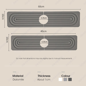 ODOROKU Quick Dry Absorbent Diatomite Sink Faucet Mat Kitchen Fast Drying Stone Tray Sink Splash Guard Anti Skid Absorption Pad for Basin Grey Wh - ODOROKU