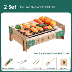 ODOROKU Single Use Biodegradable Mini Grill Portable & Disposable Grill Instant Fire Great for Outdoor Charcoal BBQ & Camping All Natural Material, Easy Set Up No Lighter Fluid Needed - ODOROKU
