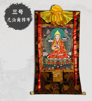 ODOROKU Tsongkhapa Embroidered Fabric Buddha Mounted Tibetan Thangka 宗喀巴大师唐卡 - ODOROKU