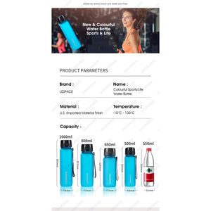 ODOROKU Neon Frosted BPA Free Water Bottle 500ml 1000ml 1 Litre USA Tritan Food Grade Material Easy One-Hand Opening Cover Leak-proof Safety Lock Nylong Strap Ideal for Outdoor Sports Exercise Cycling Tritan Water Bottle - ODOROKU