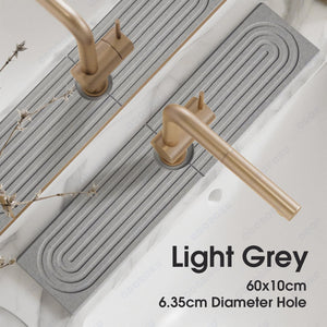 ODOROKU Quick Dry Absorbent Diatomite Sink Faucet Mat Kitchen Fast Drying Stone Tray Sink Splash Guard Anti Skid Absorption Pad for Basin Grey Wh - ODOROKU