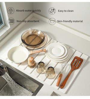 ODOROKU Rollable & Foldable Hard Diatomite Floor Mat Diatomaceous Earth Bath Mat Fast Absorbing Non-Slip Diatom Hard Bathroom Mat - ODOROKU