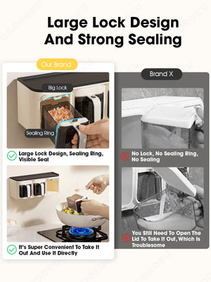 ODOROKU Punch-Free Wall Mounted Airtight Pull Out Spice Storage Box 250ml With Spoon & Lid Moisture-Proof Food Grade Container Box Jars Jar Holder Boxes Bottle Kitchen Food Spices Condiment Sugar Salt Pepper For Glass Flat Tiles & Wood Smooth Cement White - ODOROKU