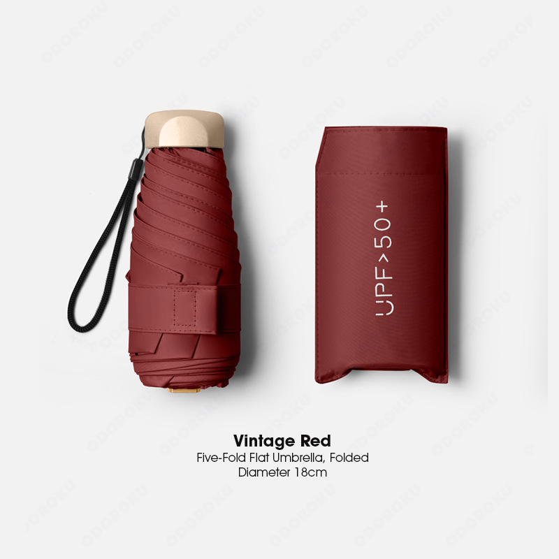 ODOROKU UV Protection Lightweight Mini Pocket Umbrella Ultra Light Windproof Folding Umbrellas Small Pocket Sunny Six-Folds Small Umbrella Capsule Foldable Umbrella - ODOROKU