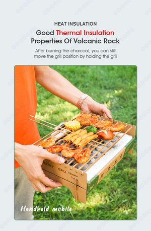 ODOROKU Single Use Biodegradable Mini Grill Portable & Disposable Grill Instant Fire Great for Outdoor Charcoal BBQ & Camping All Natural Material, Easy Set Up No Lighter Fluid Needed - ODOROKU