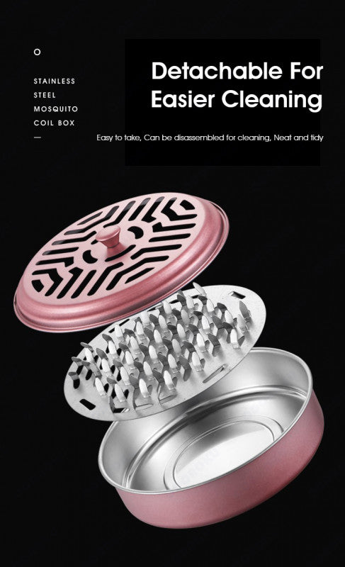 ODOROKU Stainless Steel Mosquito Coil Holder Mosquito Coil Incense Burner Incense Box Mosquito Coil Boxfor Outdoor use, Pool Side, Patio, Deck, Camping, Hiking, etc - ODOROKU