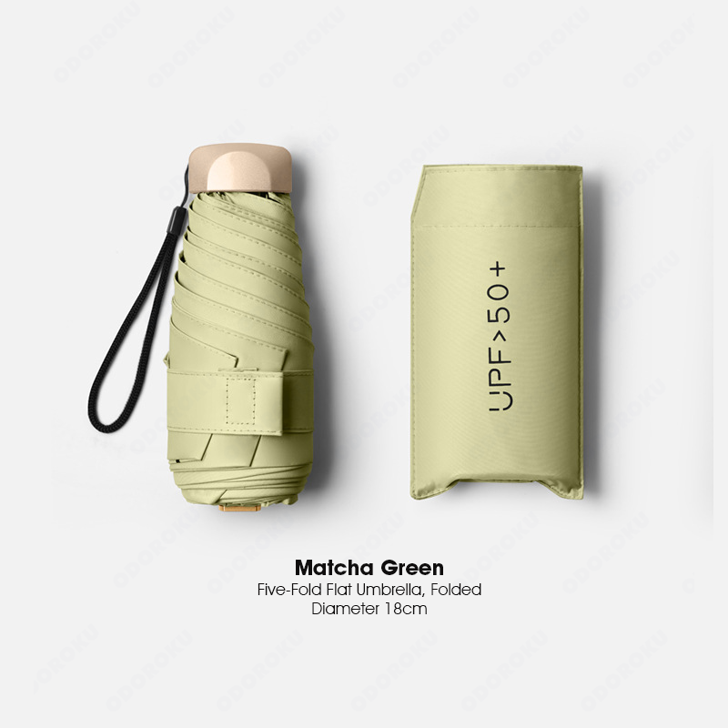 ODOROKU UV Protection Lightweight Mini Pocket Umbrella Ultra Light Windproof Folding Umbrellas Small Pocket Sunny Six-Folds Small Umbrella Capsule Foldable Umbrella - ODOROKU