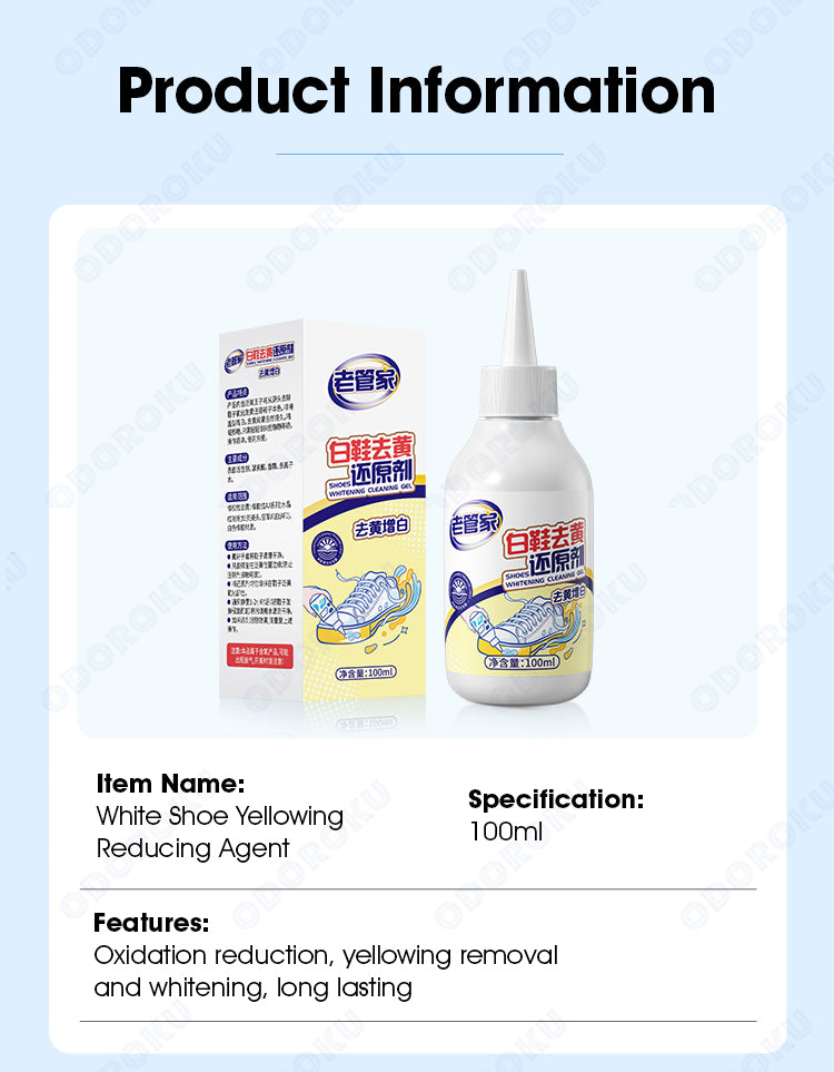 ODOROKU White Shoes Cleaner Foam Sneaker Whitener 400ml Removes Stain Whiten Shoes Sport Shoe Whitener Sneaker Cleaner Waterproof Shoe Spray Removes Yellow Stain - ODOROKU