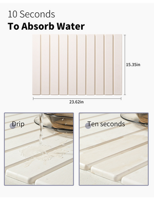 ODOROKU Rollable & Foldable Hard Diatomite Floor Mat Diatomaceous Earth Bath Mat Fast Absorbing Non-Slip Diatom Hard Bathroom Mat - ODOROKU