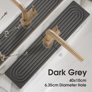 ODOROKU Quick Dry Absorbent Diatomite Sink Faucet Mat Kitchen Fast Drying Stone Tray Sink Splash Guard Anti Skid Absorption Pad for Basin Grey Wh - ODOROKU