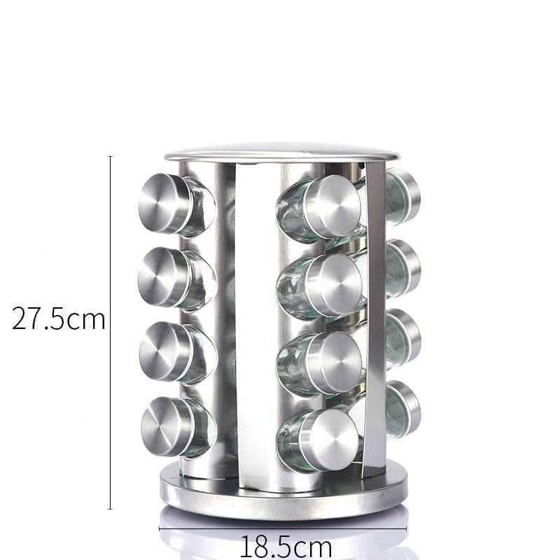 ODOROKU 360 Rotating Spice Rack Organizer for Countertop Stainless Steel Spice Organizer with Seasoning Jars and Funnel Large Standing Cabinet Seasoning Tower for Kitchen - ODOROKU