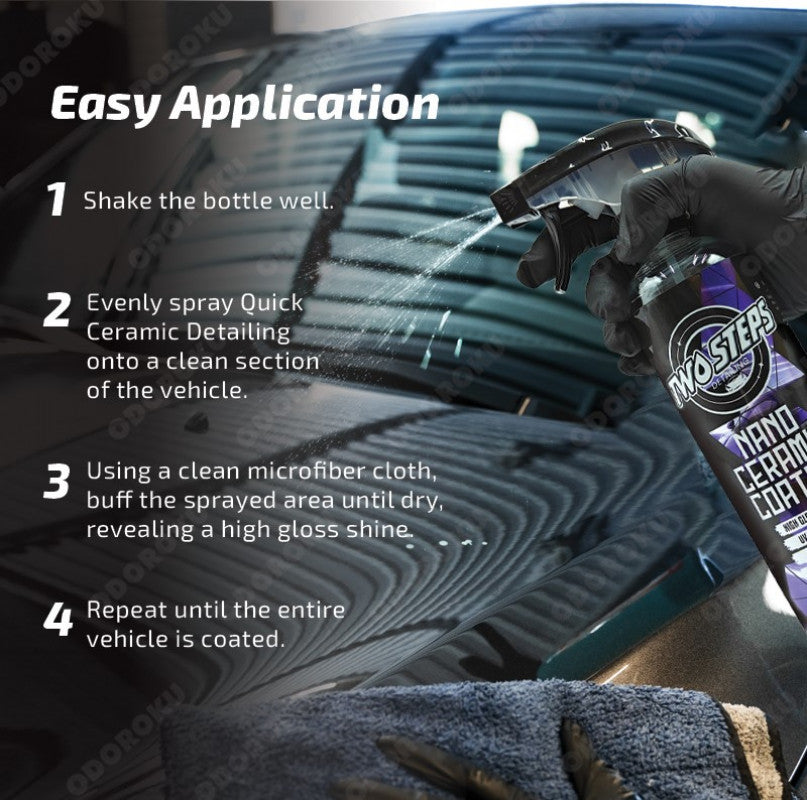 ODOROKU x Two Steps Detailing Nano Ceramic Coating 500ml / 5 Litre Eco Refill SiO2 Infused Ultra Hydrophobic Coating Polishing Paint Showroom Shine Rapid Ceramic Paint Sealant Spray - ODOROKU
