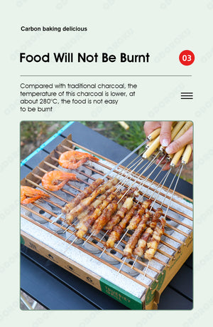 ODOROKU Single Use Biodegradable Mini Grill Portable & Disposable Grill Instant Fire Great for Outdoor Charcoal BBQ & Camping All Natural Material, Easy Set Up No Lighter Fluid Needed - ODOROKU