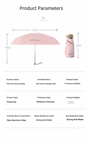 ODOROKU UV Protection Lightweight Mini Pocket Umbrella Ultra Light Windproof Folding Umbrellas Small Pocket Sunny Six-Folds Small Umbrella Capsule Foldable Umbrella - ODOROKU