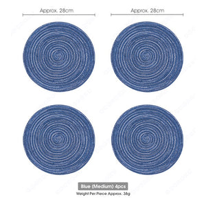 ODOROKU Set of 4 Nordic Style Round Braided Placemat Trivet Cotton Yarn Placemats Thread Weave Heat Resistant Non-Slip Pads Set Table Mat for Kitchen - ODOROKU