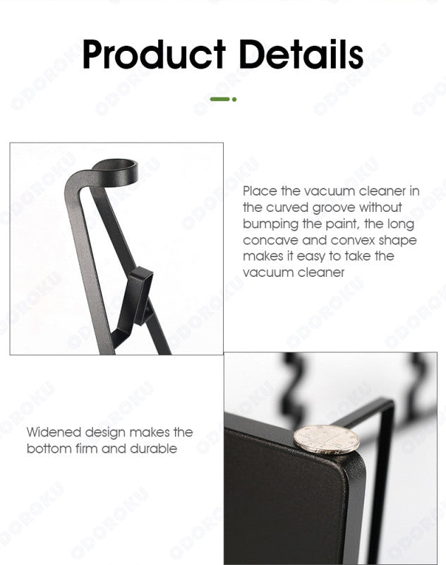 ODOROKU Universal Vacuum Stand with 6 Holder for Dyson Dreame Dibea Roborock Vacuum Cleaner Rack Vacuum Accessories Stable Metal Organizer Stand Holder - ODOROKU