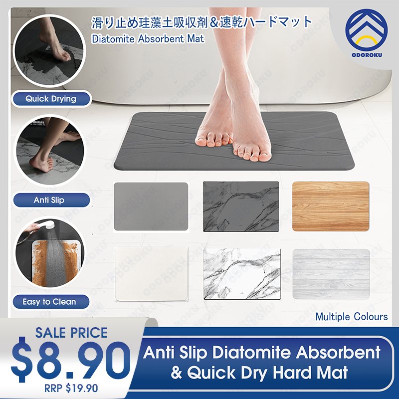 ODOROKU Anti Slip Diatomite Hard Mat Adsorbent & Quick Dry Diatomaceous Earth Bath Mat Hard Mat Toilet Mat Bathroom Mat Floor Mat Kitchen Mat
