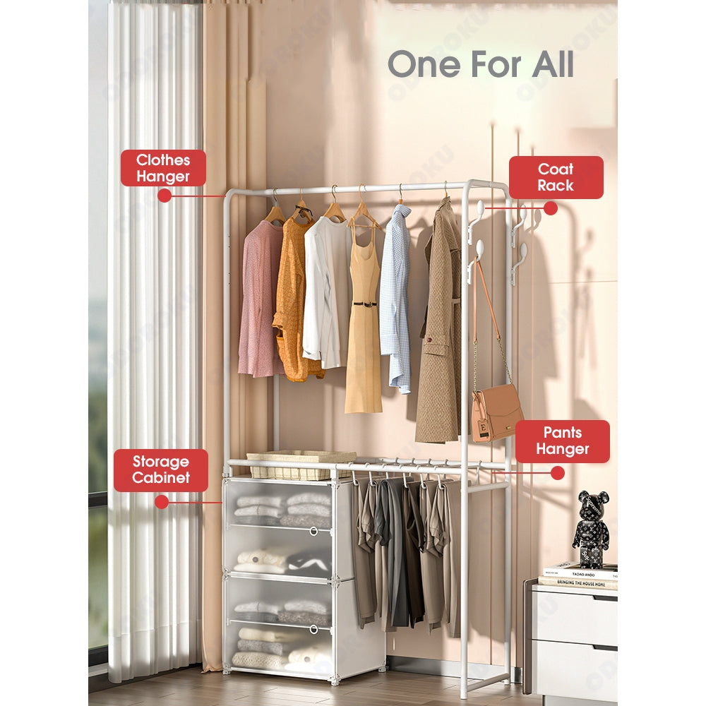 ODOROKU Foldable & Stackable Cube Clothes Rack With Door Invisible Heavy Duty Freestanding Coat Rack Drying Rack Space