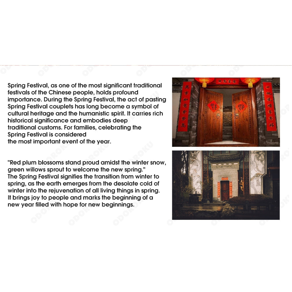 ODOROKU Chinese New Year Wall Decor Couplets CNY Door Sticker Spring Festival Couplet Set Decoration Wall Mounted