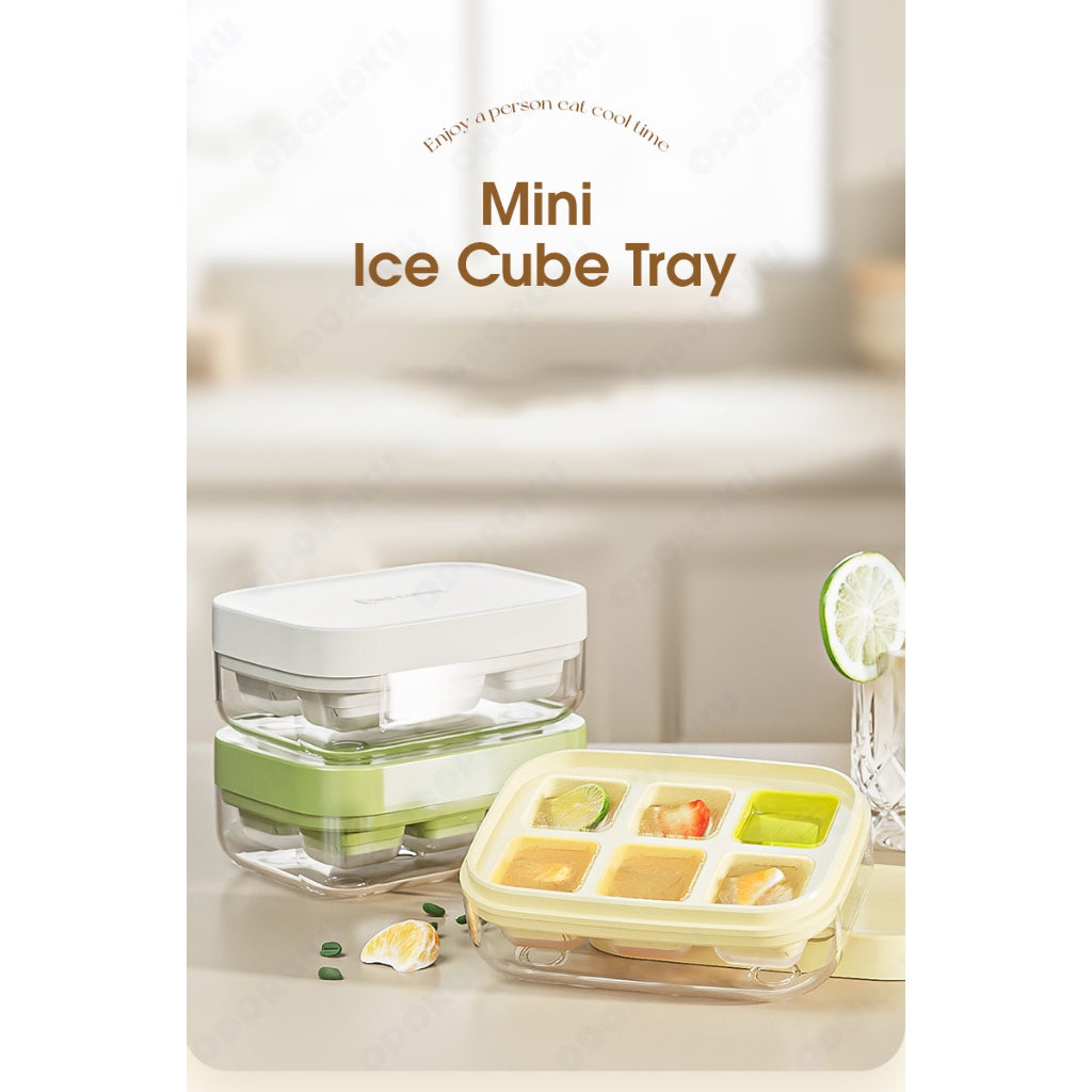 ODOROKU 6/15 Cubes Mini Push Down Silicone Ice Cube Tray with Lid BPA-Free Ice Box Ice Trays for freezer, Chilling Drink
