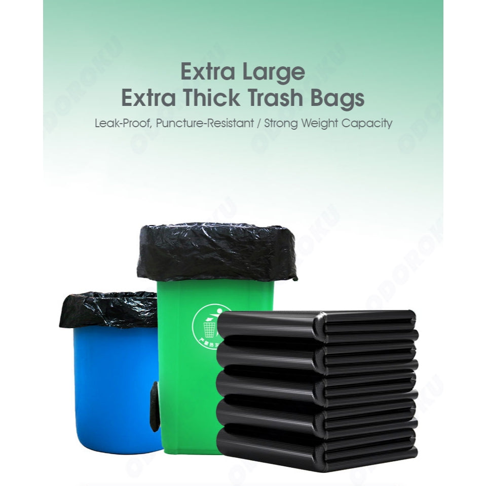 ODOROKU 50pcs Heavy Duty Trash Bag Garbage Bag Plastic Bag Rubbish Bag Bin Bag Thickened Disposable Multiple Size Heavy
