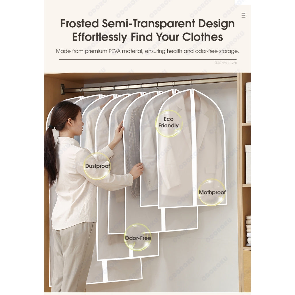 ODOROKU Hanging Transparent Clothes Dust Cover Garment Bag Clothes Organizer Garment Cover Bag Suit Overcoat Dustproof - ODOROKU
