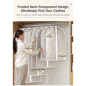 ODOROKU Hanging Transparent Clothes Dust Cover Garment Bag Clothes Organizer Garment Cover Bag Suit Overcoat Dustproof - ODOROKU