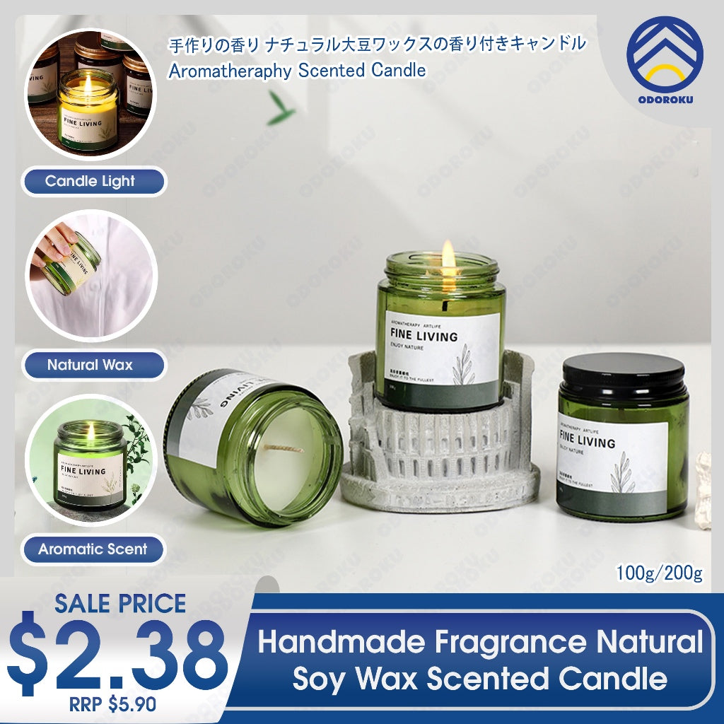 ODOROKU Handmade Fragrance Natural Soy Wax Scented Candle 100g Aromatherapy Scented Candle Essential Oil Air Freshener