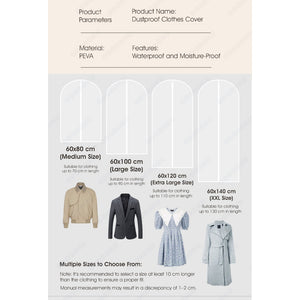 ODOROKU Hanging Transparent Clothes Dust Cover Garment Bag Clothes Organizer Garment Cover Bag Suit Overcoat Dustproof - ODOROKU