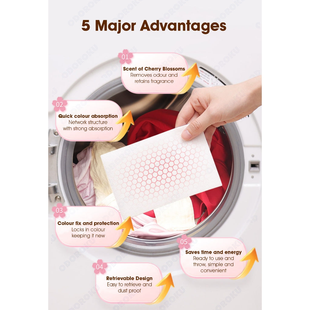 ODOROKU Colour & Dirt Absorption Laundry Colour Catcher Sheets Dirt Absorbent Sheets Colour Absorbent Laundry Sheets