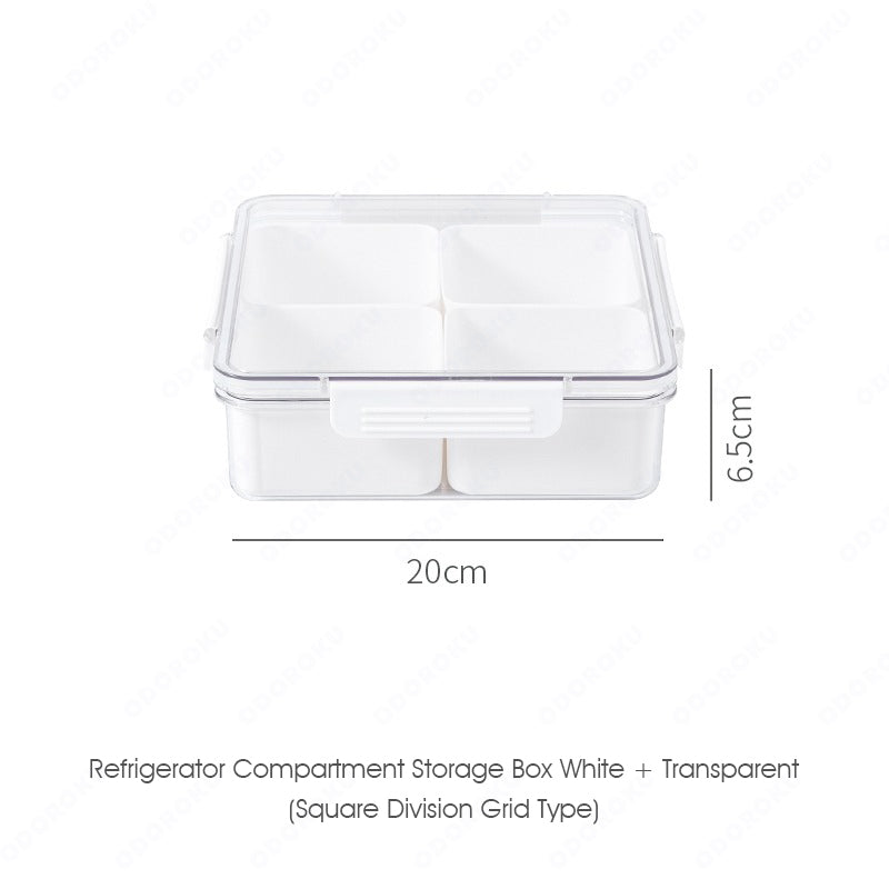 ODOROKU Customizable Compartment Food Container Divided Food Storage Containers with Lids Plastic Snack Container with 4 Removable Boxes Stackable Lunch Box Fridge Produce Saver for Fruit Vegetable Meat CNY Dinner - ODOROKU