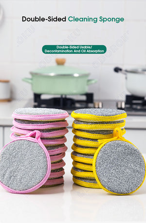 ODOROKU Non-Scratch Dual Sided Thick Dishwashing Cleaning Sponge Antibacterial Multipurpose Reusable Magic Sponge Cloth Multifunctional Scrubber Sponge Scouring Pad Hangable Cleaning Sponges Kitchen Utensils Dishes Sinks Stoves Mirror Window Tile Stains - ODOROKU