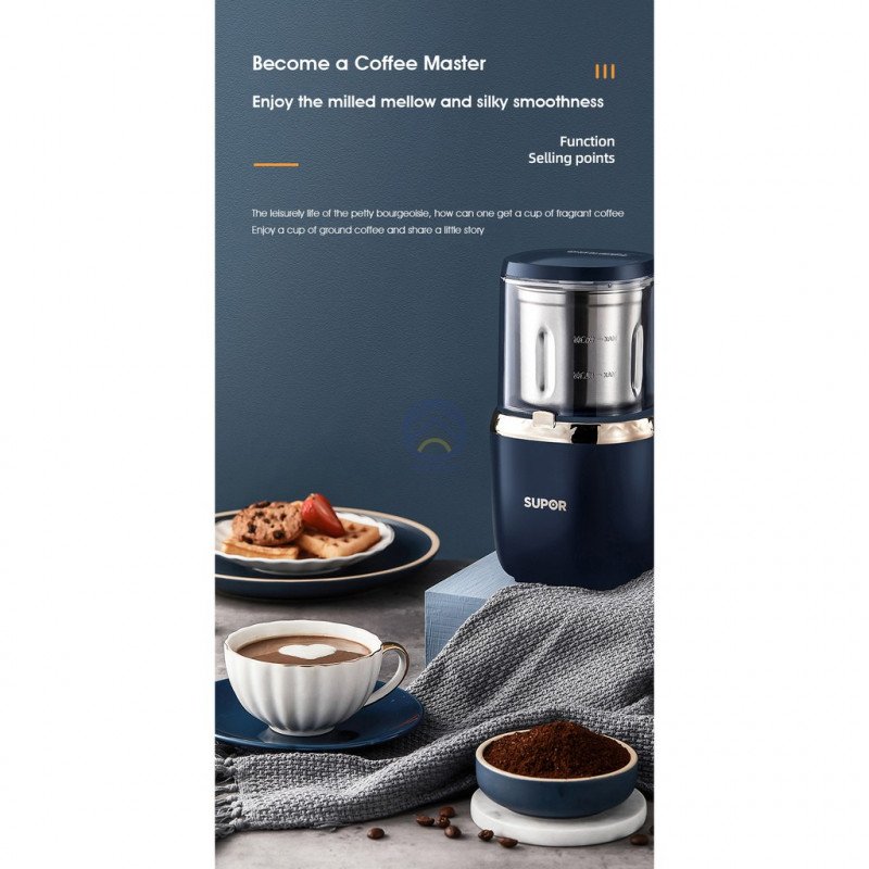 ODOROKU Premium Electric Coffee Grinder for Beans, Spices and Nuts UK Pin Electric Grinder 304 Stainless Steel Blades Removable Chamber Push Down to Operate - ODOROKU