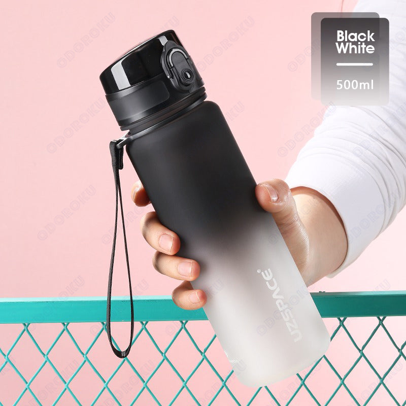 ODOROKU Gradient Frosted BPA Free Water Bottle 500ml 1000ml 1 Litre USA Tritan Food Grade Material Easy One-Hand Opening Cover Leak-proof Safety Lock Nylong Strap Ideal for Outdoor Sports Exercise Cycling Tritan Water Bottle - ODOROKU