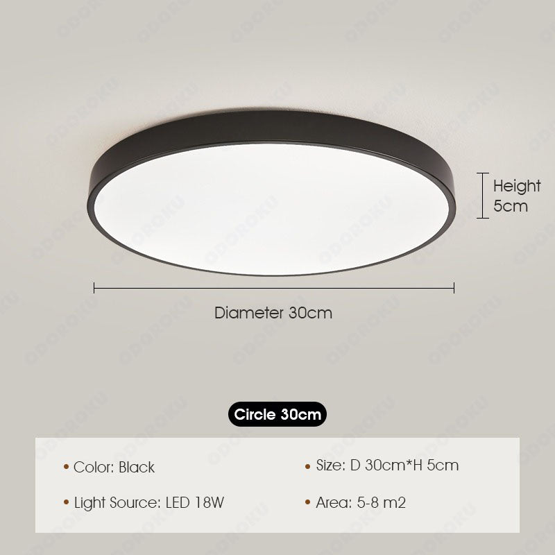 ODOROKU Circle Modern LED Ceiling Light Minimalist Flush Mount Ceiling Light Fixture Circle Lighting Lamp with Acrylic Lampshade for Bedroom Living Room Dining Room Laundry Black White - ODOROKU