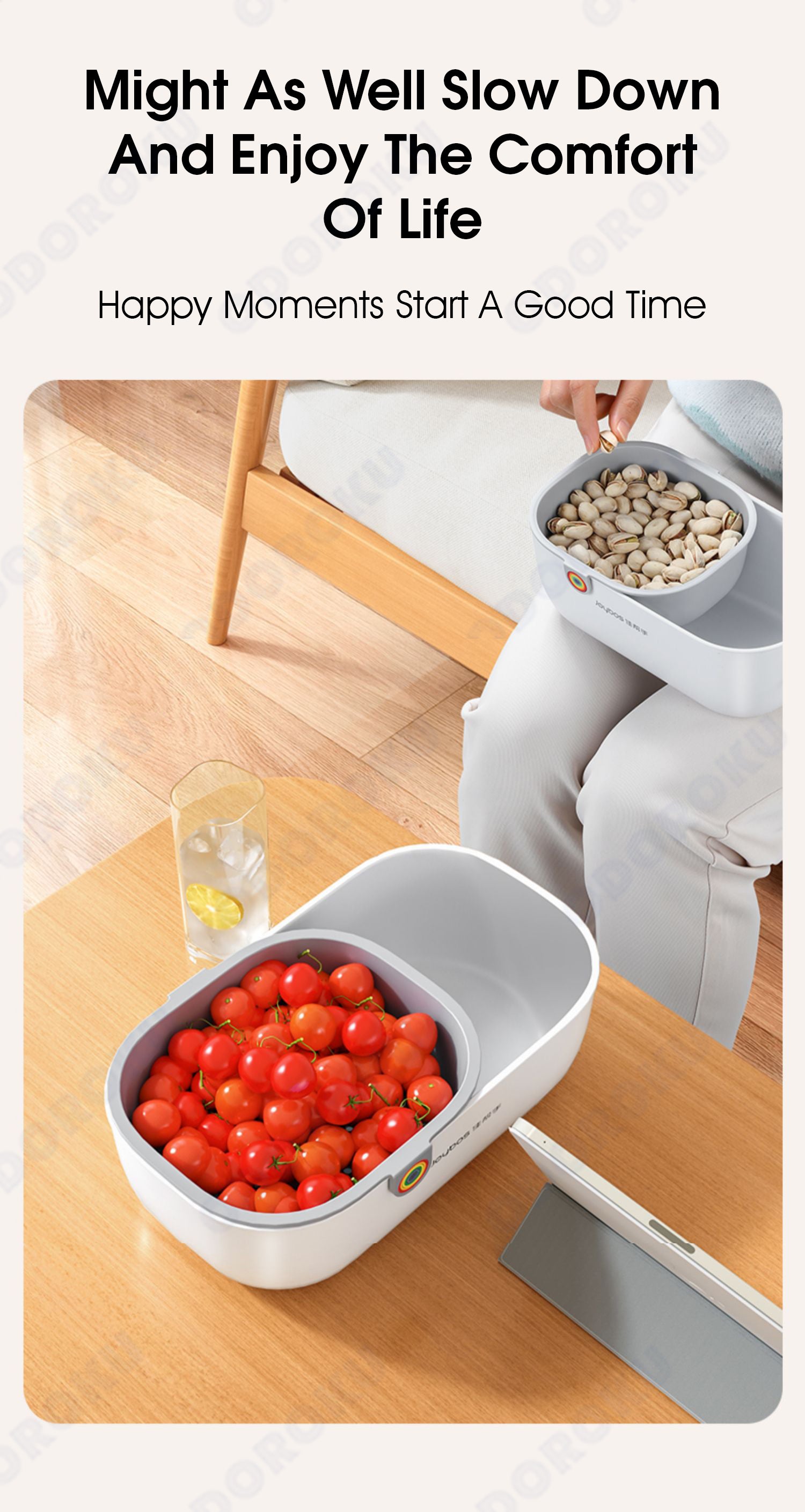 ODOROKU Snack Serving Bowl Nut Container With Strainer Colander CNY Snack Bowl Food Storage Container Box Snack Serving Dish Nuts Seeds Shell Sweets Chocolate Pistachio Bowl Candy Fruit Dessert Appetizer - ODOROKU