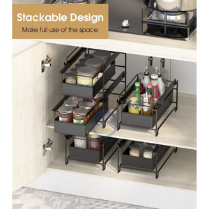 ODOROKU Stackable Drawer Rack Pull Out Storage Drawer Stackable Design Simple Installation Rack with Drawer - ODOROKU