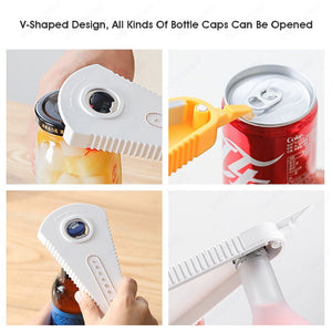 ODOROKU Multi-Function Bottle Can Opener Jar Grip Opener Beer Corkscrew Lid Opener Multi Kitchen Gadget Tools Yellow White Transparent - ODOROKU