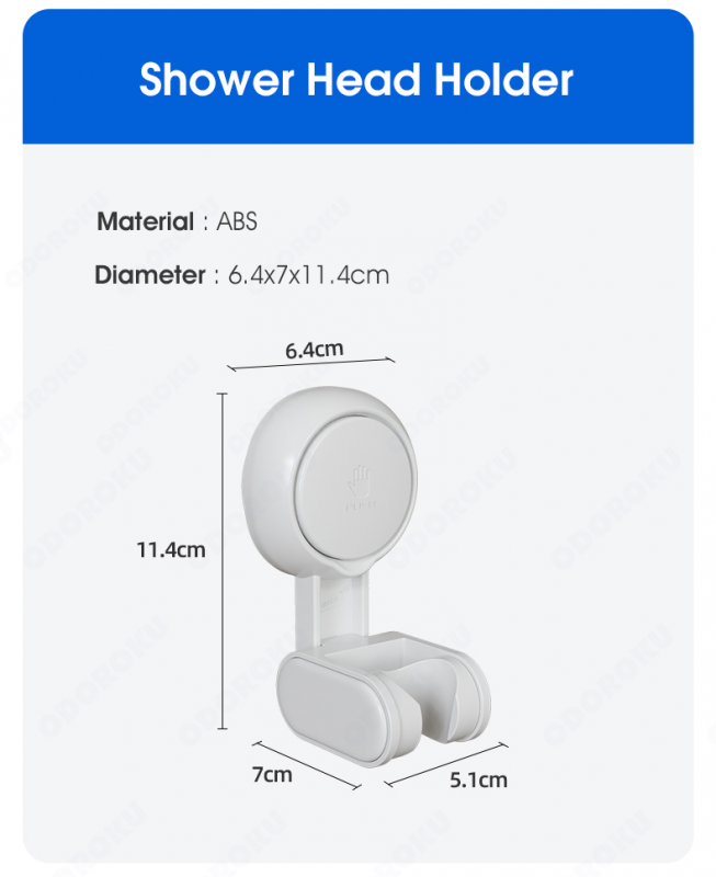 ODOROKU x Taili Shower Head Holder One Push Suction Cup No Drilling Waterproof Shower Head Bracket Height Angle Adjustable Shower Head Hanger for Bathroom Wall Mounted Towel Wand for Showerhead Holder Removable White - ODOROKU