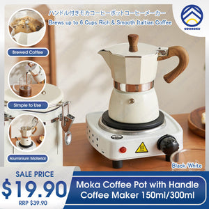 ODOROKU Moka Coffee Pot with Handle 150ml 300ml Moka Pot Italian Coffee Maker Coffee Pot 6 cup/10 OZ Stovetop Espresso Maker for Gas or Electric Ceramic Stovetop Camping Manual Cuban Coffee Percolator for Cappuccino or Latte - ODOROKU