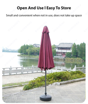 ODOROKU Patio Umbrella Parasol Cover Waterproof Outdoor with Base Round Hanging Umbrella with Double Layer Canopy Sun Shade Anti UV Easy to Use - ODOROKU