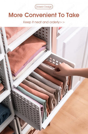 ODOROKU Closet Stackable Plastic Storage Basket Foldable Closet Organizers Storage Bins Drawer Shelf Storage Container for Wardrobe Cupboard Kitchen Bathroom Office - ODOROKU