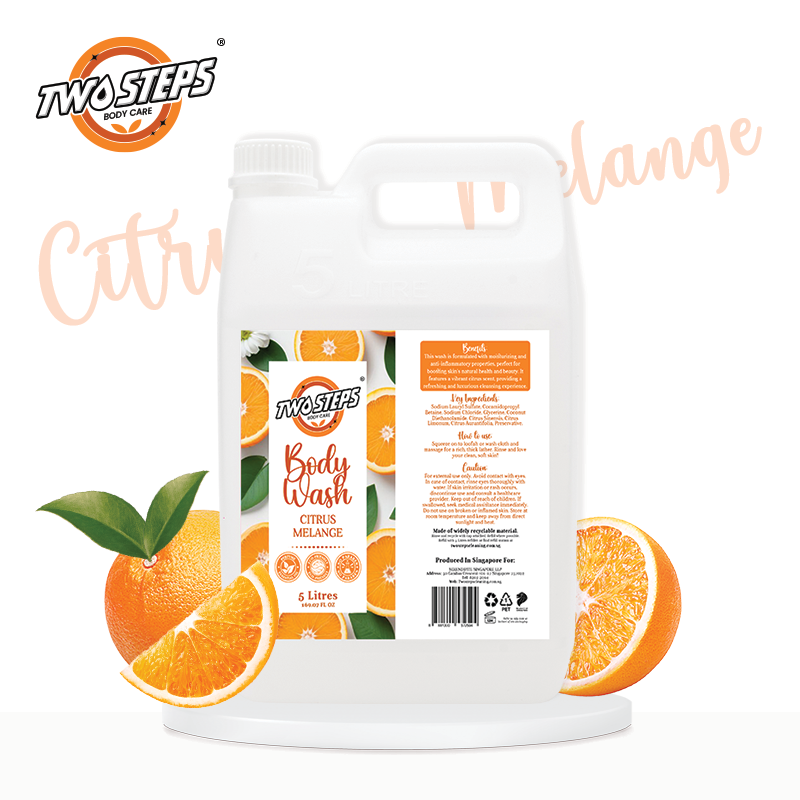 ODOROKU x Two Steps Body Care Citrus Melange Perfume Body Wash / Body Shower 500ml 5 Litre Citrus Scented Moisturizing Body Wash Eco Refill - ODOROKU