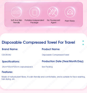 (Set of 20) ODOROKU Compressed Towel Tablets Disposable Travel Towel 24x30cm Individually Packed Sealed Disposable Travel Towels for Camping Hiking Sports Outdoors Accessories Backpacks Gears Portable Compact Toilet Papers Reusable Washcloths - ODOROKU