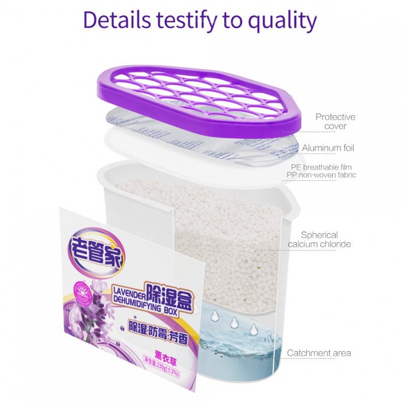 ODOROKU Lavender Dehumidifier Moisture Absorber 230g Dehumidifier Box Use at Bookcase Bedroom Shoe cabinet Bathroom - ODOROKU