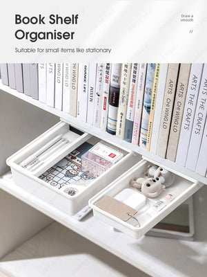 ODOROKU Self-Adhesive Under Desk Drawer Organizer Under Desk Storage Attachable Drawer Slide-out Desk Drawer Hidden Under Mounted Stick on Drawer for Office Home Stationery - ODOROKU