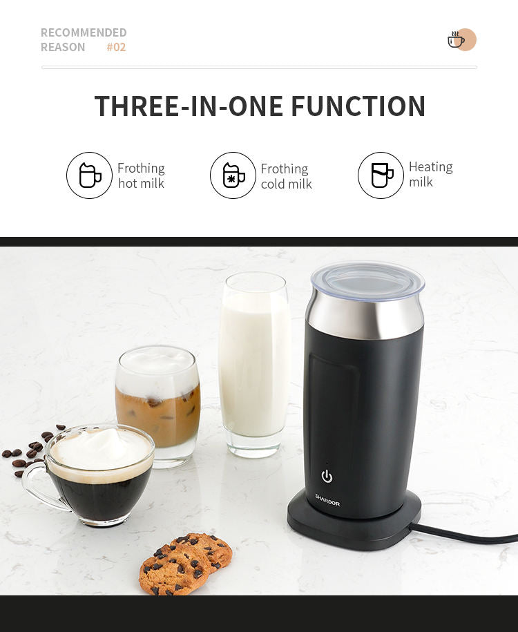 ODOROKU Milk Frother 3 in 1 Electric Milk Foam for Hot and Cold Milk Hot Chocolate Latte Cappuccino Portable Milk Frother Foam Maker - ODOROKU